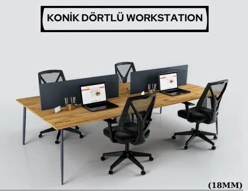 Konik Dörtlü Çalışma Masası